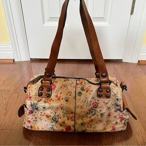 Patricia Nash Prairie Rose Italian Leather Shoulder Bag Boho No Crossbody Strap